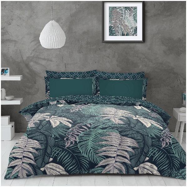 Abstraco outlet Blue and White Zen Nature Inspired Leaves Floral Microfiber Duvet Cover for Queen or Twin Bed